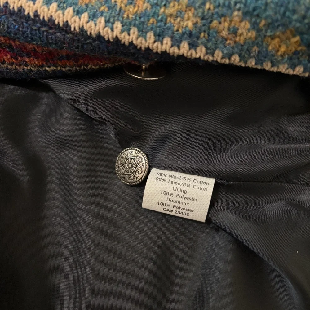 Icelandic Design Wool Cardigan Sweater Floral Buttons Women's Size L - Picture 4 of 7